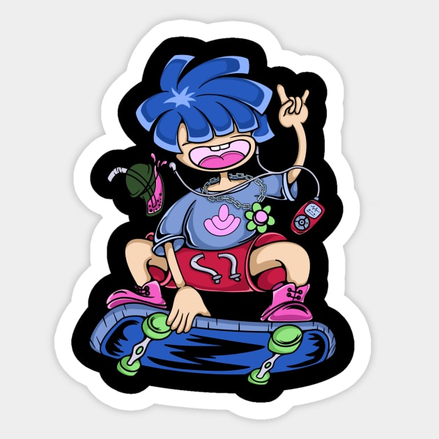 boys ride on skateboards Sticker by gilangartfazza@gmail.com